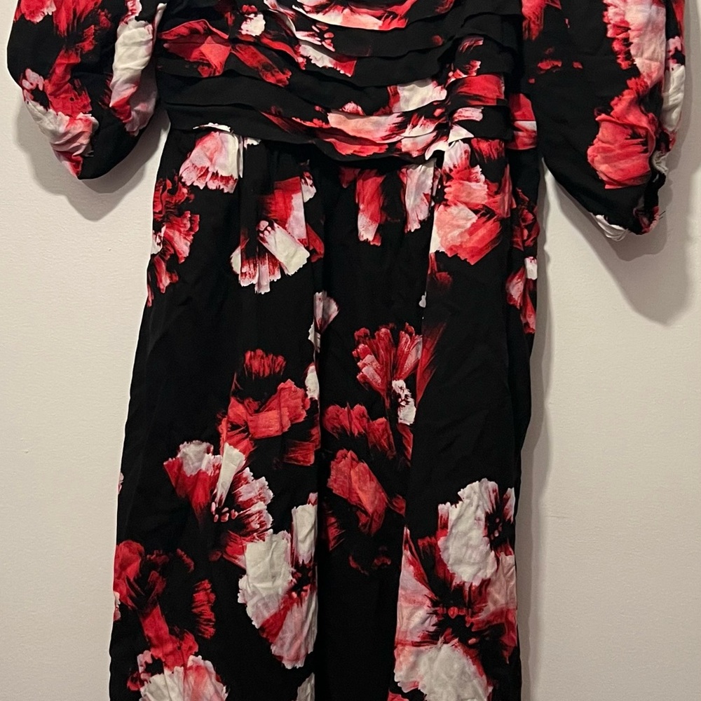 Torrid Black and Red Floral Long Sleeve Dress